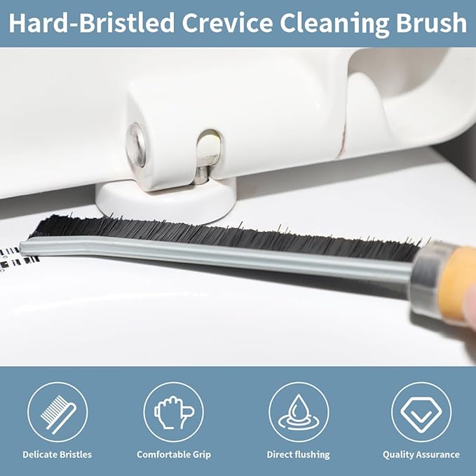 YuvQng 4-Piece Set Crevice Cleaning Brush - Multifunctional Hard Bristle Cleaning Brush for Bathroom, Kitchen, Window, Faucet, Toilet & Grout - Durable Household Cleaning Tools Essentials (Silvery)