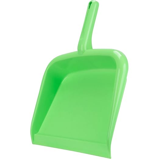 SPARTA Large Handheld Dustpan with Hanging Hole, Heavy-Duty Plastic Dustpan with Wide Lip for Countertops and Surfaces, Plastic, 10 Inches, Lime, (Pack of 12)