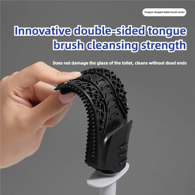 Modern Wall-Mounted Toilet Brush and Stand Set, Silicone Toilet Bowl Cleaning Brush, Soft and Durable, with Suction Cup Seamless Hook,Grey