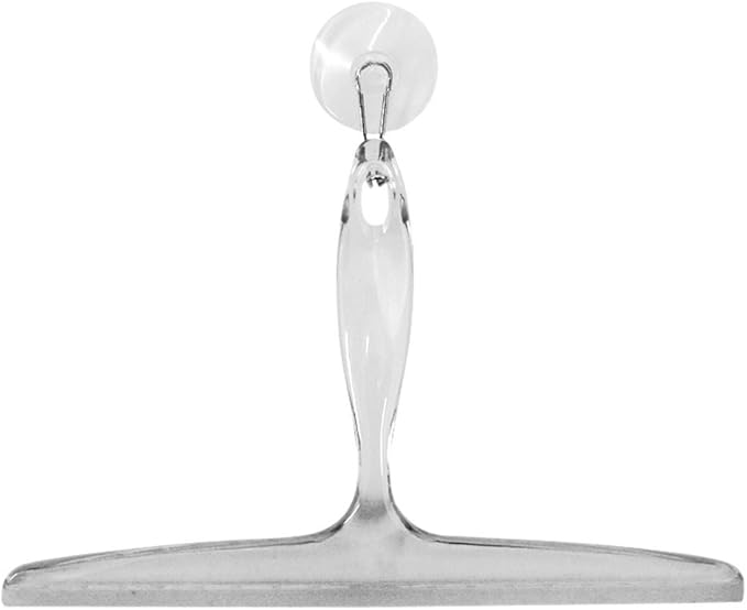 iDesign Plastic Bath Squeegee for Glass with Suction Hook Holder – 12", Clear
