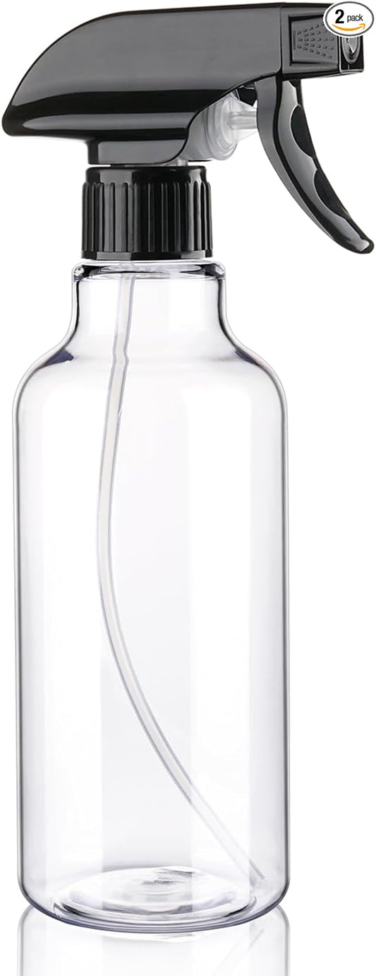 Spray Bottles Plastic Spray Bottle for Hair Mist/Stream Heavy Duty Empty Spray Bottles for Cleaning Solutions, Plants, Cooking (16.9oz-BlackClear)