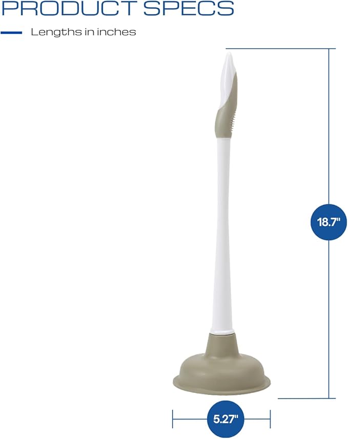 2-Pack Sink Plunger Basic Plunger (2506) – Natural Rubber Bathroom Plunger with Ergonomic Design For Toilets, Sinks, Showers & Kitchen Drains | Splash-Proof, Durable & Effective Unclogging – Sand