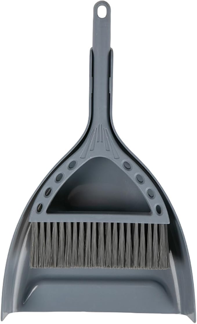 BSMstone Mini Broom and Dustpan Set Small Dust pan and Brush Set Perfect for Desk Office Camping Dorm RV Essentials (Blue Gray)
