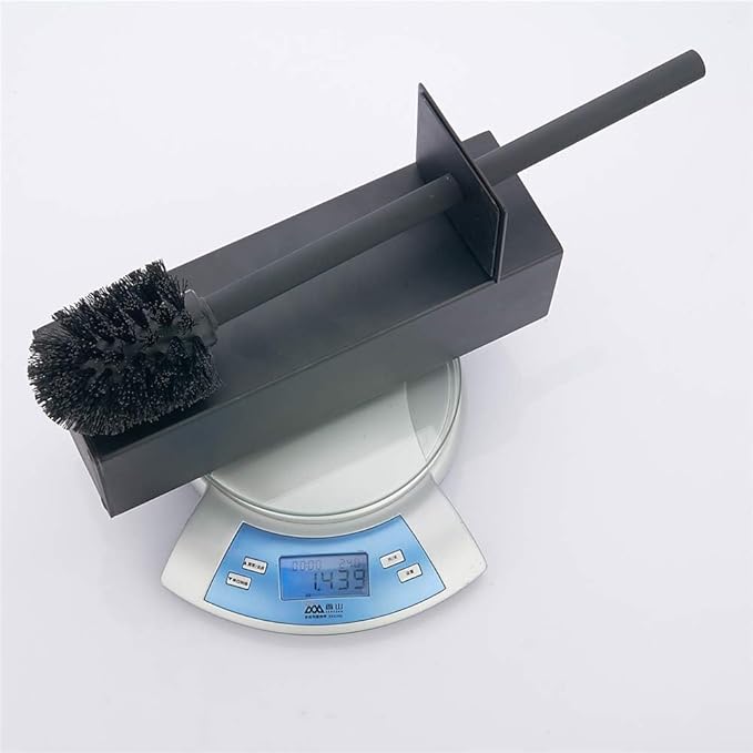Kelirol Matte Black Square Stainless Steel Toilet Brush with Holder, 304 Modern Toilet Brush Set – Rust Resistant, Long Handle, Replacement Heads, Floor Standing Bathroom Toilet Cleaning Brush