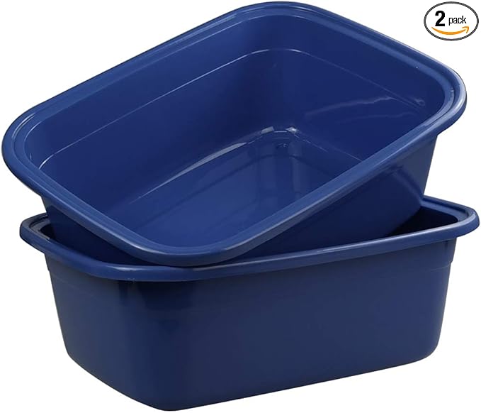 Saedy Plastic Washing Basin, 18 Quart Dishpan, Pack of 2