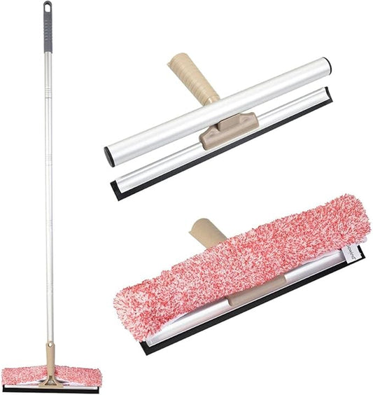 Sowind Multi-Purpose 12 inch Window Squeegee with 6.7inch-49.4inch Adjustable Aluminum Pole, Highly Absorbent Microfiber Window Scrubber for Window Cleaning,Car Cleaning.