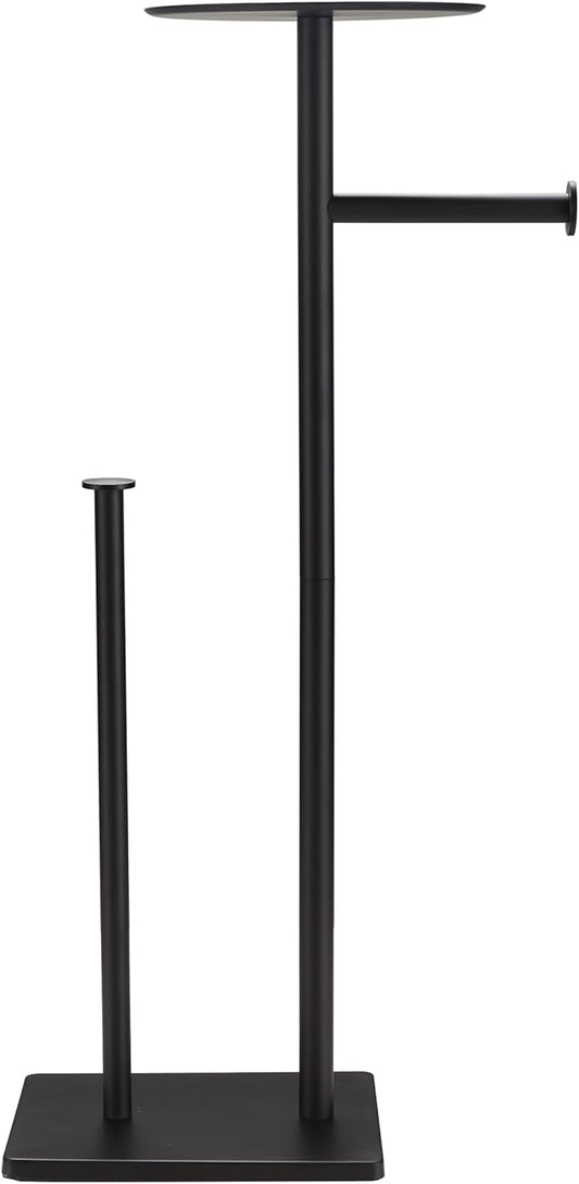 BVL Toilet Paper Holder Stand with Shelf Black Toilet Paper Holder Frees tanding with Shelf Brushed Nickel