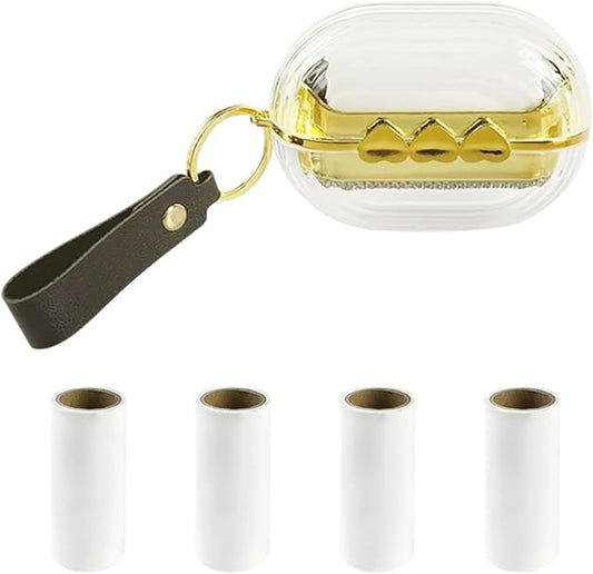 Travel Portable Lint Roller Set,Pet Lint Roller Extra Sticky Comes with 4 Rolls of Replacement Rollers,Double-Sided Lint Remover for Garment Bag Dust Lint (Transparently)