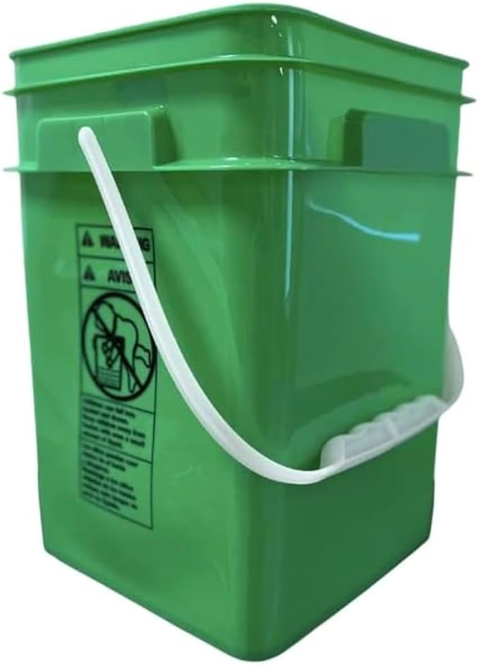 House Naturals 4 Gallon Square Food Grade Bucket Pail with Lid (Pack of 4) Made in USA containers (Green)