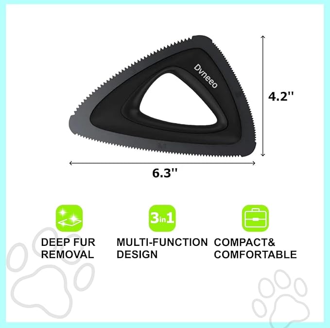 Dvneeo Pet Hair Removal Tool, Carpet Dog Hair Remover for Car Interior- Rapid Removal, Durable & Ergonomic, for Car Mats, Couch, Furniture, Carpets (Black)