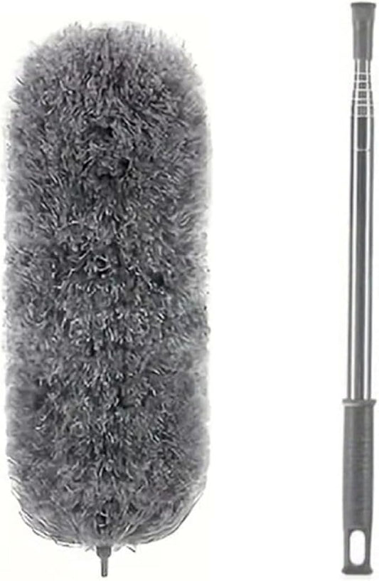 TopHomer Fiber Feather Duster with Stainless Steel Extendable Pole, Ceiling Fan Cleaner for Cobwebs High Ceiling Fan, Interior Roof, Wet & Dry Use (Model B)
