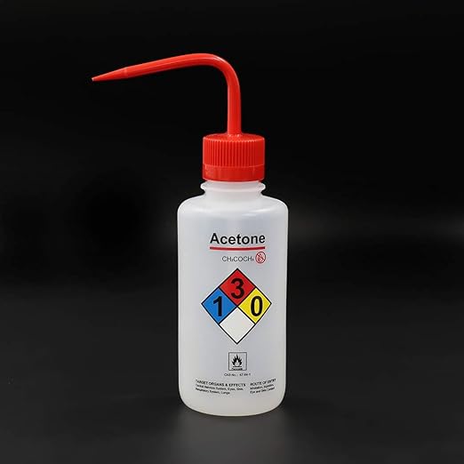 ULAB Scientific Wash Bottle Set, 1 of Each for Self-Venting Safety Wash Bottles of Distilled Water and Acetone, Vol.500ml, LDPE Material, 1pc of General Wide-Mouth wash Bottle, LDPE Material