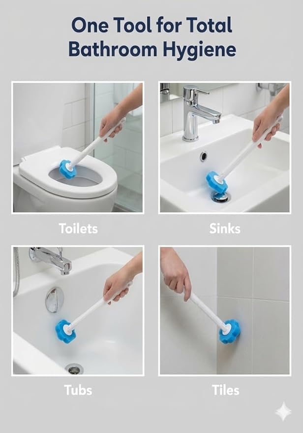 Disposable Toilet Brush for Bathroom Cleaning, Toilet Brush and Holder Set, Deep Cleaning Toilet Bowl Cleaner with Replaceable Heads, Hygienic Storage Design (Replacement Heads - 24pcs Blue)