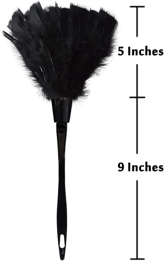 Turkey Feather Dusters for Cleaning Home Blinds Kitchen car Office, Eco-Friendly Reusable （2 pcs Black）