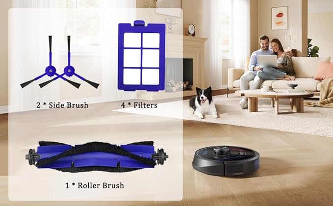 Auoiian X8 Filters & Replacement Parts Kit for Eufy RoboVac X8 / X8 Hybrid – Washable & Reusable, 1 Roller Brush, 2 Side Brushes, 4 HEPA Filters – Compatible with Eufy X8 Robot Vacuum Cleaner