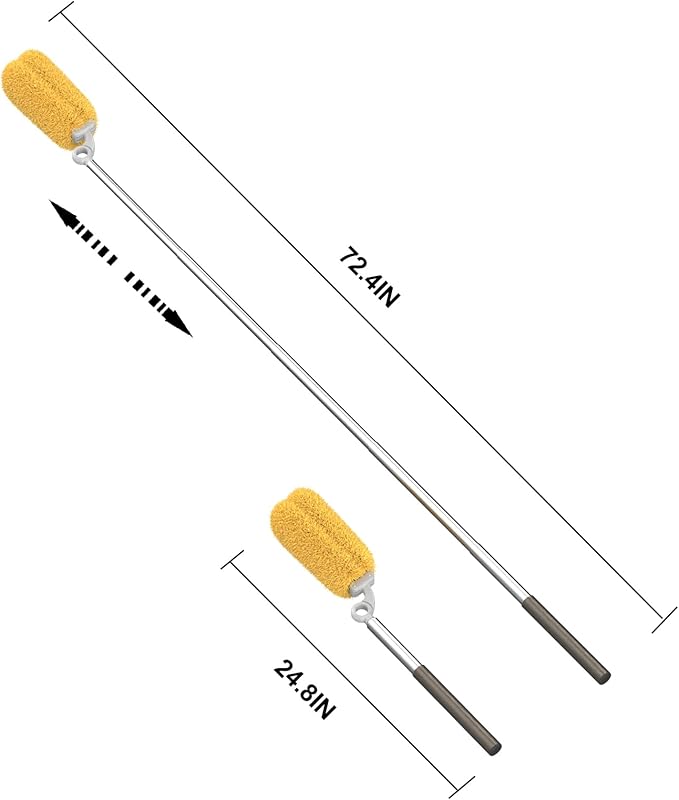 EHOMGUI Long Handle Duster with 2 Replacement Heads, Washable Cleaning Duster Kit with Laundry Mesh Bag, Cobweb Duster, Extendable Dusting Tool for Home and Office