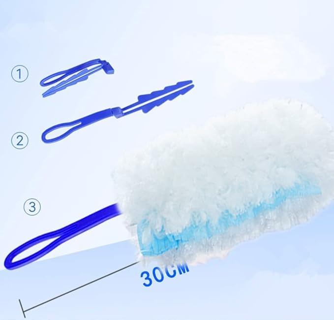 UKEENOR 360 Degree Dusters Multi Surface Duster Refills Kit Extender Handle (1 Long Handle to + 1 Short Handle + 12 Duster Refills)