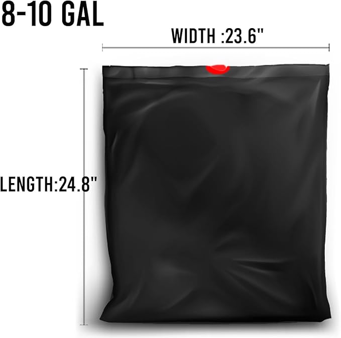 8-10 Gallon Trash Bags Drawstring, 600 Count Bulk, Black & Unscented Multi-purpose Garbage Bags for Business Home Bathroom Kitchen Commercial and Industrial