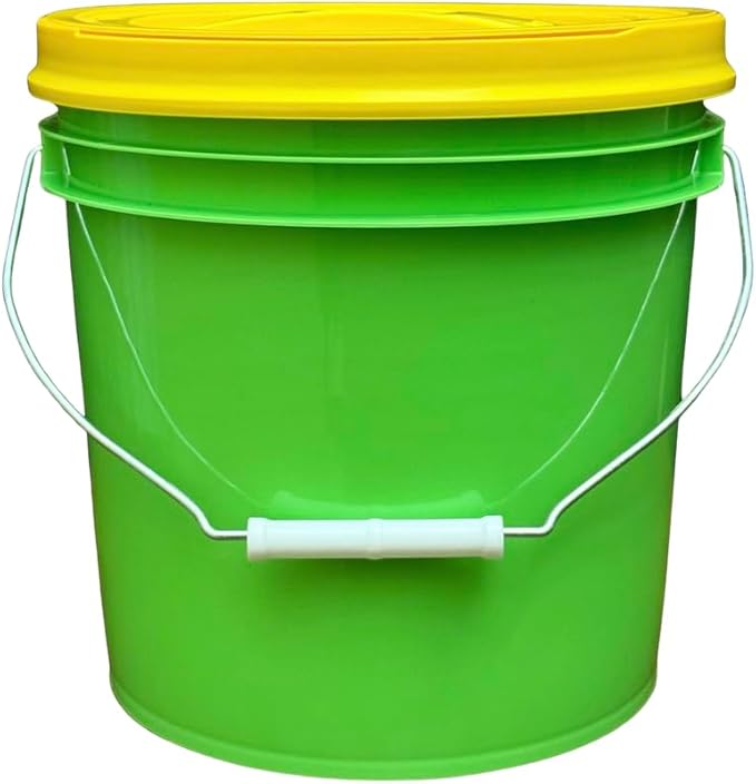 House Naturals 2 Gallon Food Grade - BPA Free Made in USA Buckets Lime Color pails with Screw On Gasket Lids (5, Lime - Yellow lids)