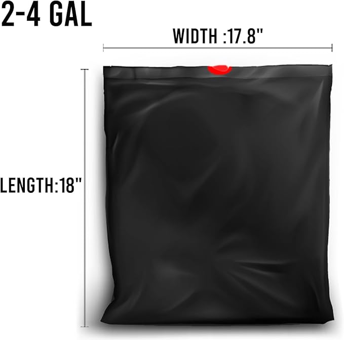 2-4 Gallon Trash Bags Drawstring, 200 Count Bulk Value Pack, Black & Unscented Small Multi-purpose Garbage Bags for Business Home Bathroom Kitchen Commercial and Industrial