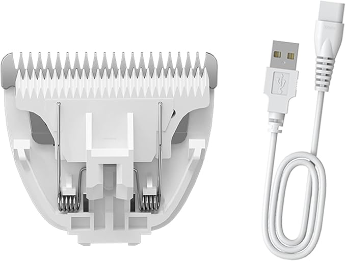 Grimgrow Replaceable Charging Cable&Standard Size Ceramic Blade Set,Pet Dog Hair Clipper Cat Trimmer Used Blade