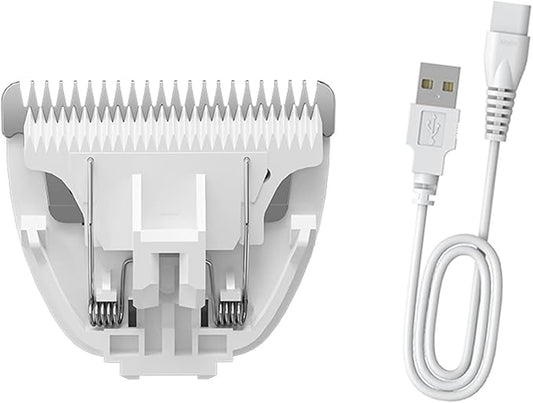 Grimgrow Replaceable Charging Cable&Standard Size Ceramic Blade Set,Pet Dog Hair Clipper Cat Trimmer Used Blade