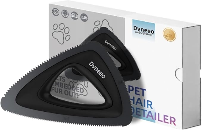 Dvneeo Pet Hair Removal Tool, Carpet Dog Hair Remover for Car Interior- Rapid Removal, Durable & Ergonomic, for Car Mats, Couch, Furniture, Carpets (Black)