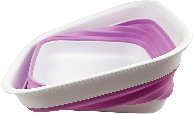 SAMMART 8L (2.1 Gallon) Collapsible Tub - Foldable Dish Tub - Portable Washing Basin - Space Saving Plastic Washtub (Ceramic Blue/Pale Purple(Set of 2))