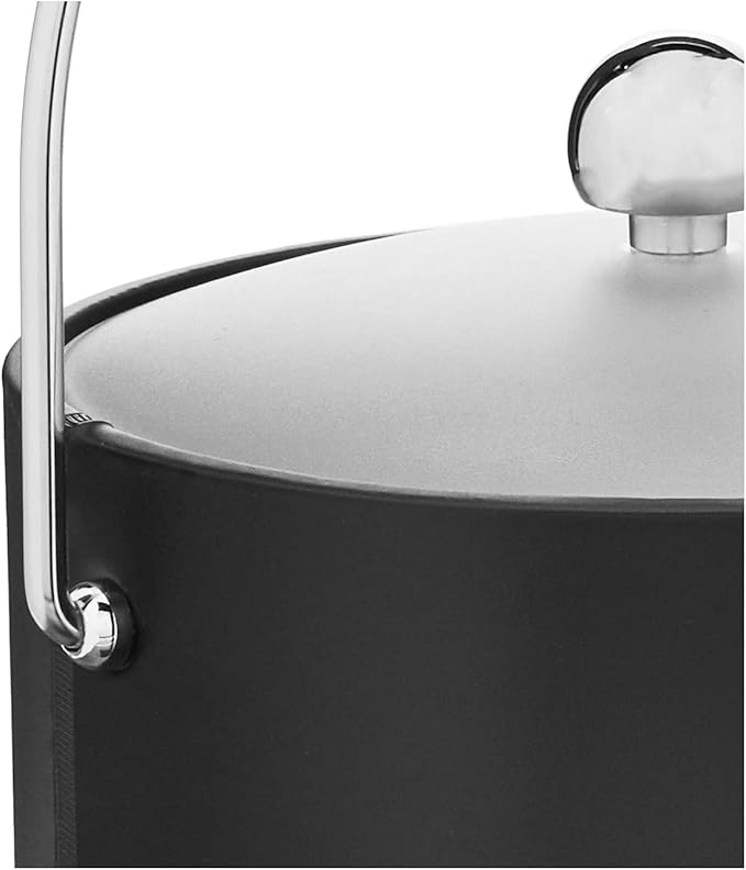 Kraftware Bartenders Choice Fun Colors Collection Ice Bucket - 3-Quart, Double Wall Construction, Keeps Ice Perfectly Chilled, Ideal for Hotel Guest Rooms and Bar Areas, Black, Handle