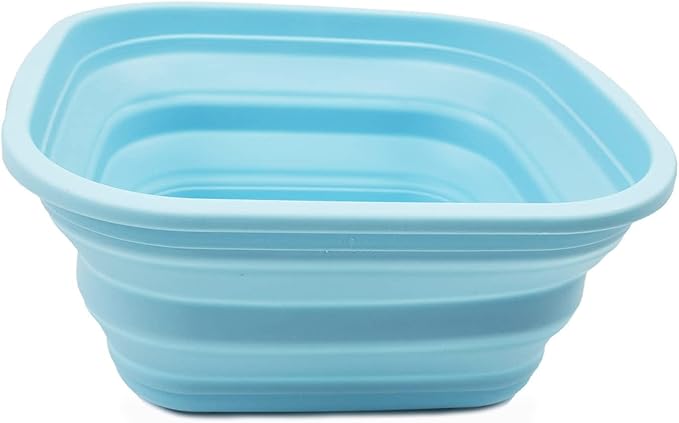 SAMMART 5.5L (1.4 Gallons) Collapsible Tub - Foldable Dish Tub - Portable Washing Basin - Space Saving Plastic Washtub (Sea Angel, 1)