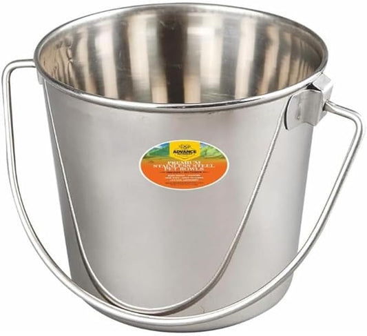 Heavy Stainless Steel Round Bucket, 4 Quart | Durable Food & Water Pail for Dogs, Cats, Kennels, Cages and Critter Crates | Multi-Purpose Bucket