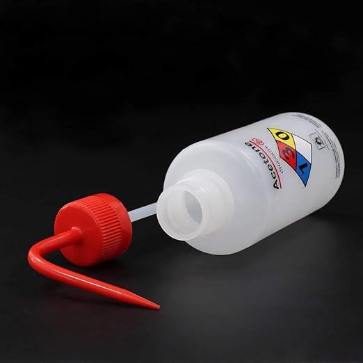 ULAB Scientific Wash Bottle Set, 1 of Each for Self-Venting Safety Wash Bottles of Distilled Water and Acetone, Vol.500ml, LDPE Material, 1pc of General Wide-Mouth wash Bottle, LDPE Material