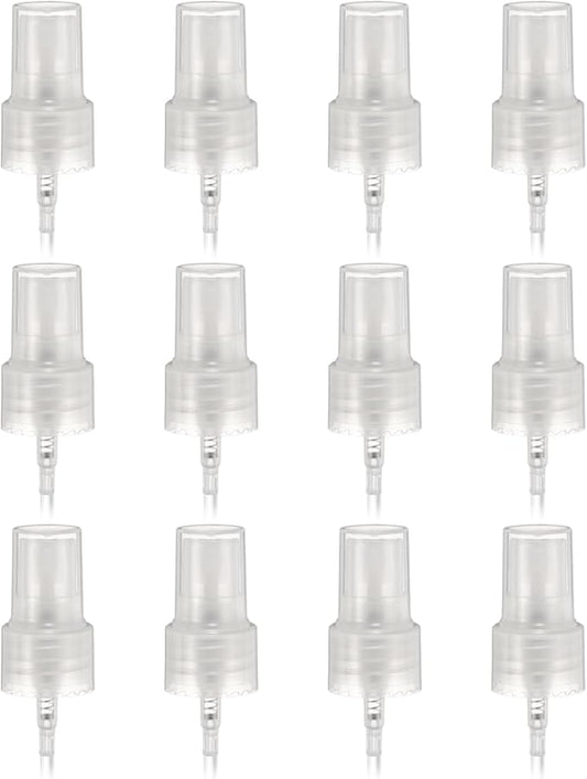 uxcell 12 Pcs Clear Spray Top, 20/410 Fine Mist Sprayer Reusable Replacement Spray Bottle Pump Plastic Top for Cosmetic Perfume and Body Sprays Bottle