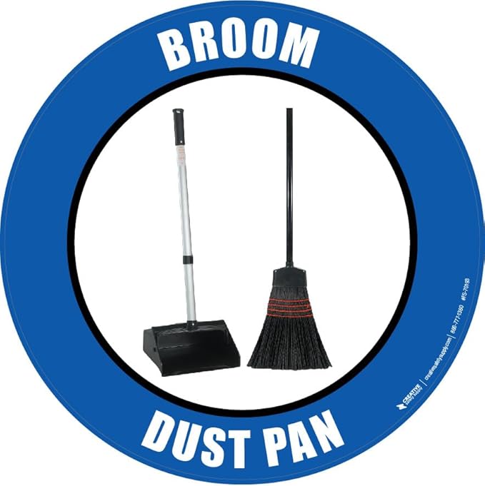 Creative Safety Supply Broom Dust Pan (Real) - Floor Sign 20" x 20" - Permanent