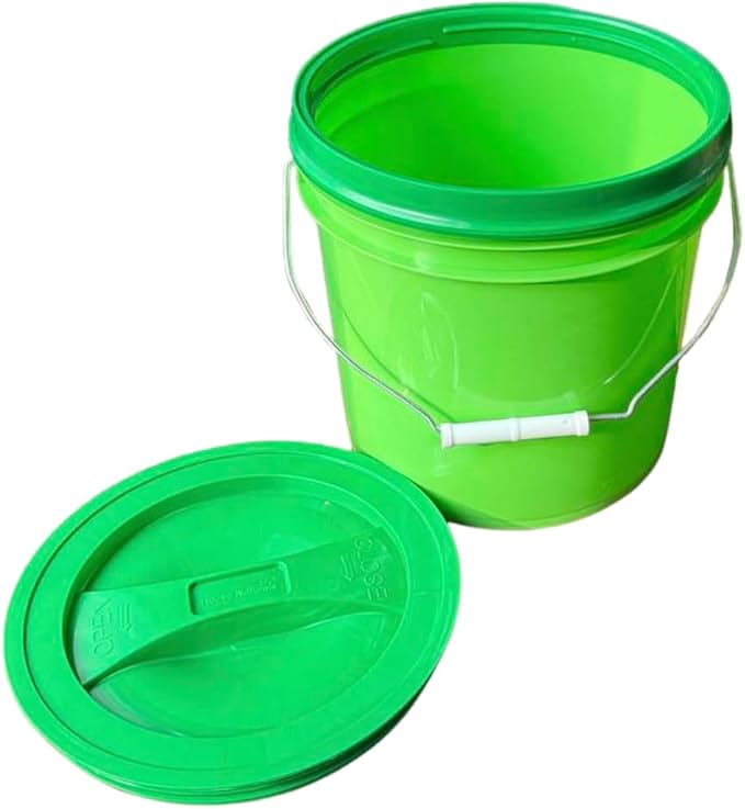 House Naturals 2 Gallon Food Grade - BPA Free Made in USA Buckets Lime Color pails with Screw On Gasket Lids (5, Lime - Green lids)