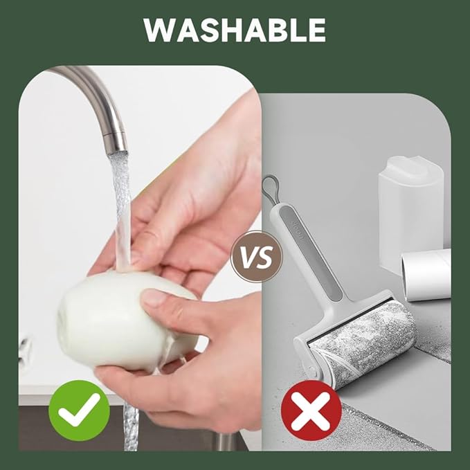 Reusable Silicone Lint Roller, 2025 Upgraded Washable Sticky Roller Powerful Adhesion for Pet Hair and Dust Removal, Portable Home Travel Lint Roller for Clothes Bed Sofa (2, White)