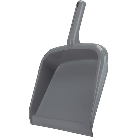 SPARTA Large Handheld Dustpan with Hanging Hole, Heavy-Duty Plastic Dustpan with Wide Lip for Countertops and Surfaces, Plastic, 10 Inches, Gray, (Pack of 12)