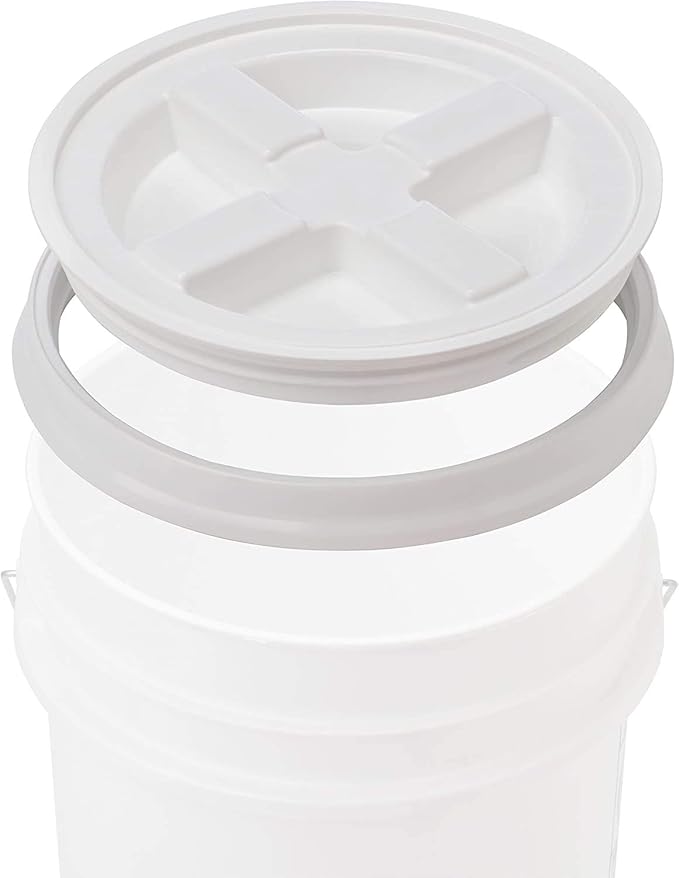 House Naturals 5 Gallon Food Grade Gray Bucket with Green Screw On Air Tight Lid (Pack of 3) BPA Free Made in USA Pails