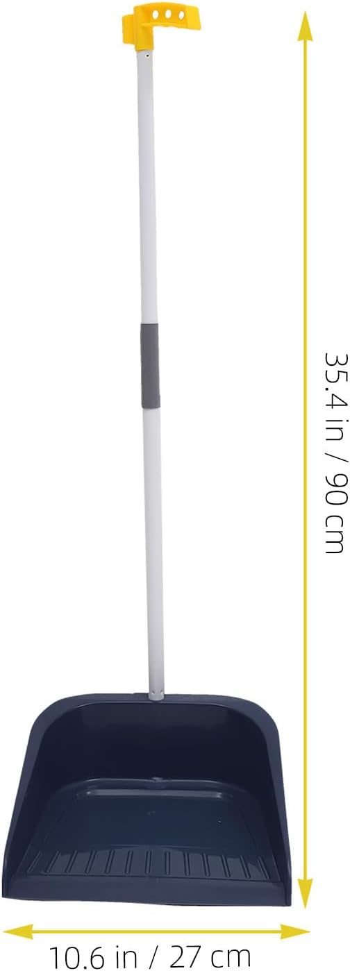 ULTECHNOVO Stand Up Dustpan and Broom Set - Long Handle Broom with Upright Standing Dust Pan - Angled for Indoor Outdoor Home Kitchen Office Floor Cleaning (Blue)