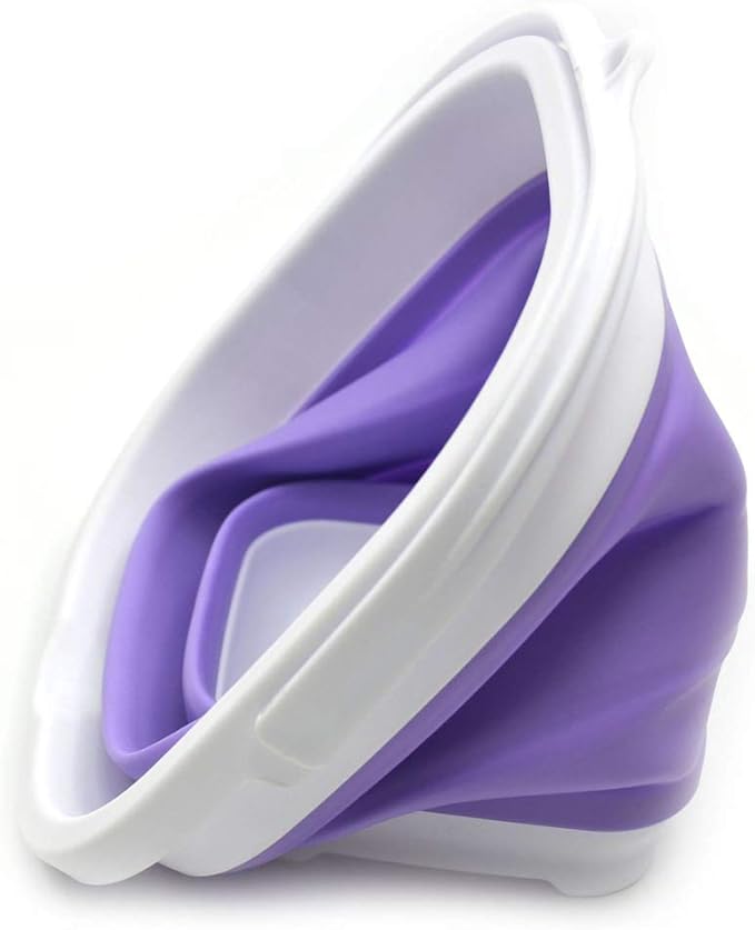SAMMART 2.6L (0.68 Gallon) Super Mini Sqare Collapsible Plastic Bucket - Foldable Square Tub - Portable Fishing Water Pail - Space Saving Outdoor Waterpot (1, Lt. Purple)