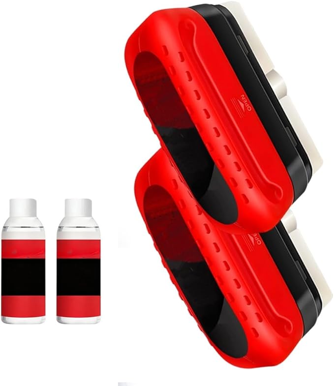 MIUMONE Automotive Oil Film Cleaning Brush,Antifog & Rainproof Glass Cleaning Board for Car Windows,Car Glass Oil Film Remover with Refill,windshield cleaner tool For Improves Clarity (2)