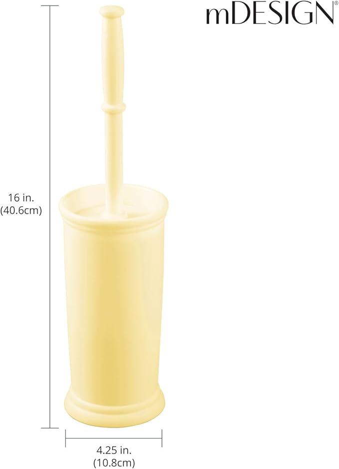 mDesign Toilet Bowl Brush and Holder - Covered Bathroom Brush - Standing Scrubber in Modern Holder - Space Saving, Deep Cleaning for Toilet - Hyde Collection - Light Yellow