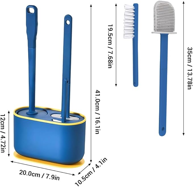 MOUMOUTEN Toilet Brush Set, Bathroom Accessories, Toilet Bowl Cleaners, Deep Cleansing Multifunctional Hanging Toilet Brush Set for Bathroom(Bule)