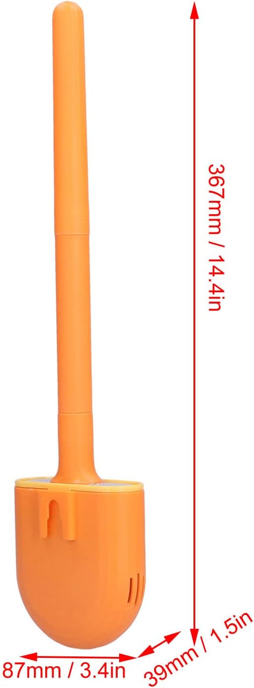 KJAOYU Silicone Toilet Brush,Wall-Mounted Toilet Brush Drying Holder Set - with Detachable Handle Cleaning Tool for Home Hotel Bathroom - Orange(Orange)