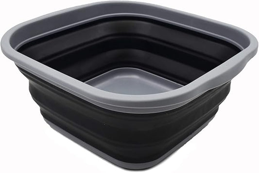 SAMMART 5.5L (1.4 Gallons) Collapsible Tub - Foldable Dish Tub - Portable Washing Basin - Space Saving Plastic Washtub (Dark Grey/Black, 1)