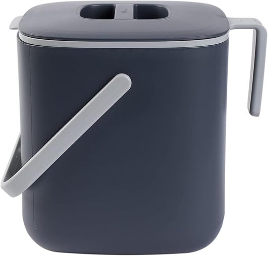 Blue Ginkgo Kitchen Compost Bin [2.6L / 0.69 GAL] – Filter-Free, Odor-Tight Countertop Food Waste Pail with Handles (Made in Korea, Gray)