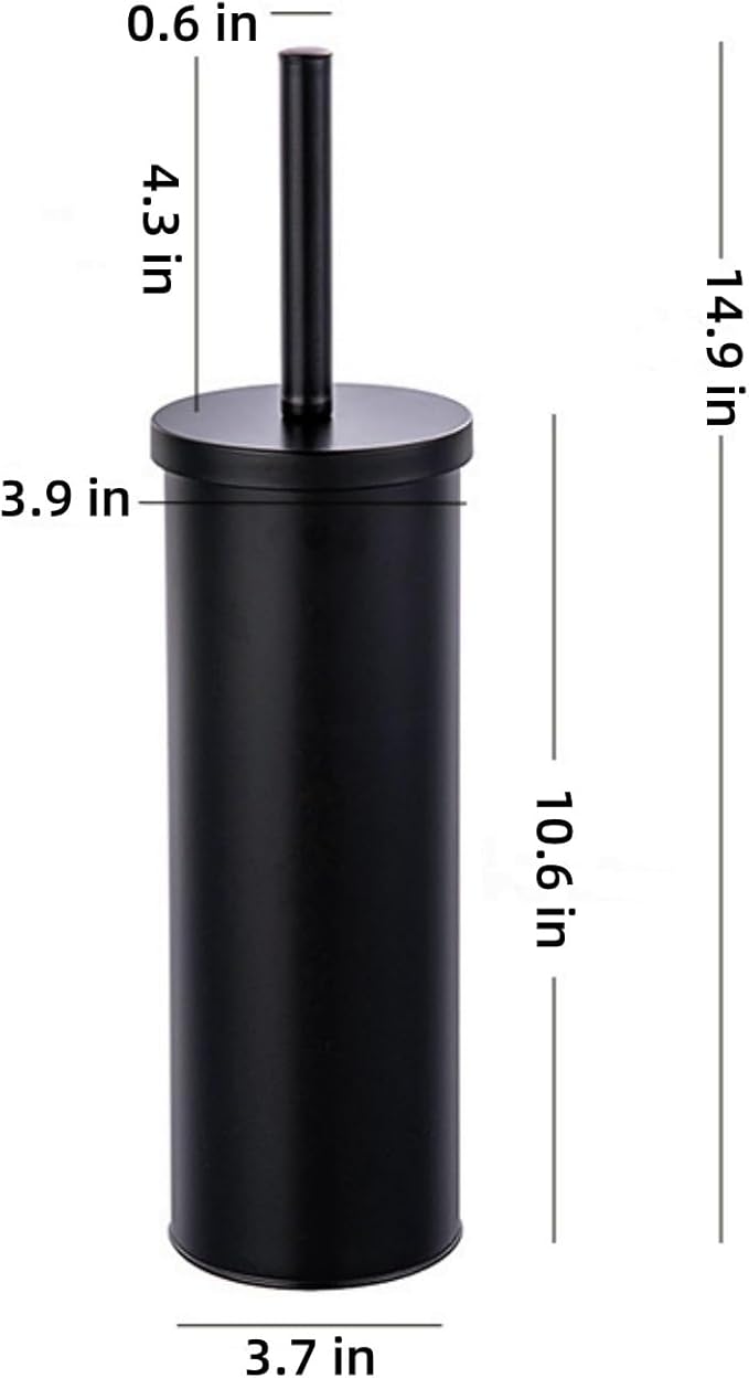 Standing Toilet Brush,Toilet Bowl Brush Holder Set,Bathroom Deep Cleaning Toilet Scrubber Rim Cleaner,304 Stainless Steel Toilet Clean Decorative Accessories for Toilet Cleaning (Matt Black) ﻿