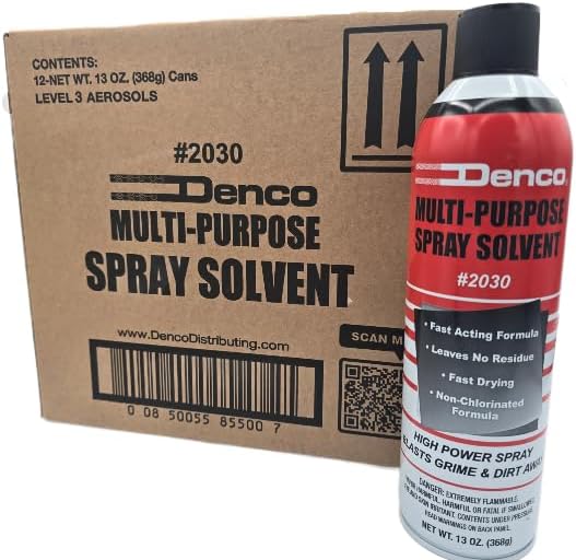 #2030 Denco Multi-Purpose Spray Solvent - Aerosol - Cuts Grime, Dirt, Grease, and Oily Debris - High Power Spray - Non-Chlorinated - Low Odor - Fast Acting - 13oz Net Wt - 12 per Case (12)