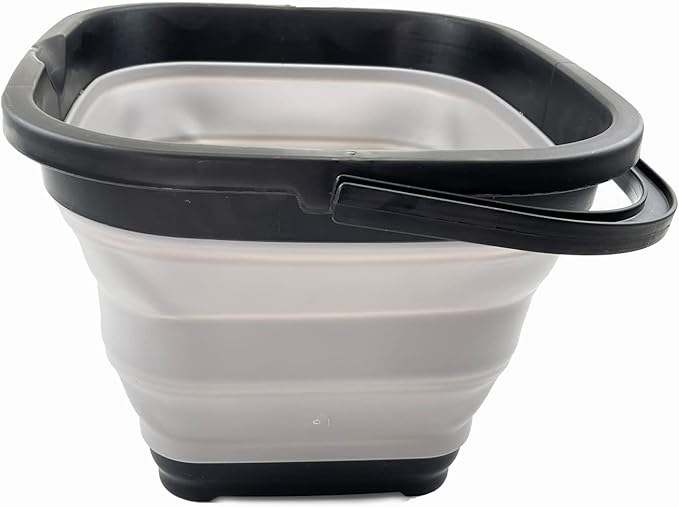 SAMMART 10L (2.6 Gallon) Collapsible Rectangular Handy Basket/Bucket (Black/Alloy Grey)