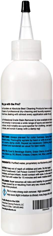 ProSpot Professional Laundry Stain Remover - The Secret of Dry Cleaners for Years, Works for Almost Any Application - Clothing, Carpet, Furniture, Even Special Synthetic Athletic Gear (8-oz)
